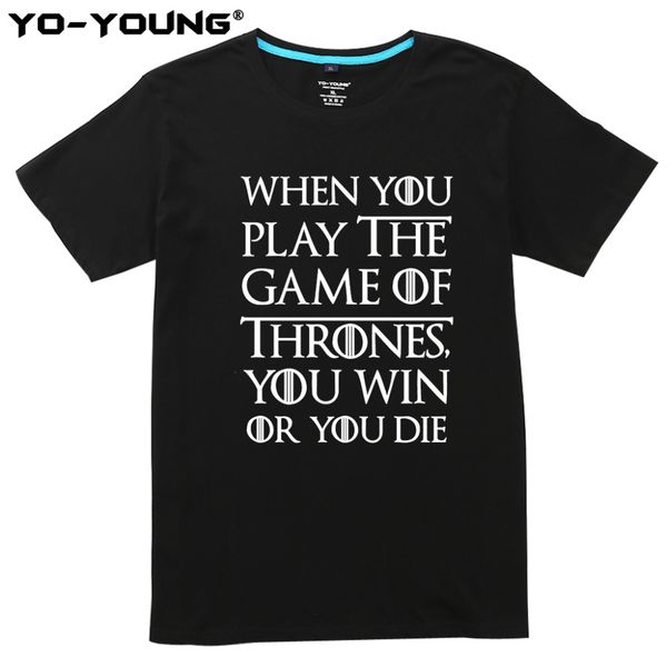 men t-shirts when you play you win or die design print 100% 180 gsm combed cotton casual summer tees, White;black
men t-shirts when you play you win or die design print 100% 180 gsm combed cotton casual summer tees, White;black