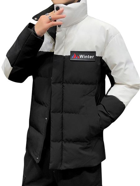 mens winter jackets and coats new fashion outwear warm parkas jacket men clothes patchwork bubble coat casual plus size m-4xl, Black 
mens winter jackets and coats new fashion outwear warm parkas jacket men clothes patchwork bubble coat casual plus size m-4xl, Black