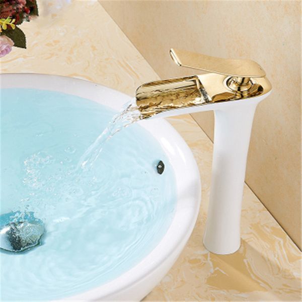 bathroom basin faucet white and gold brass sink waterfall faucet single hole cold water tap basin mixer tap torneira
bathroom basin faucet white and gold brass sink waterfall faucet single hole cold water tap basin mixer tap torneira