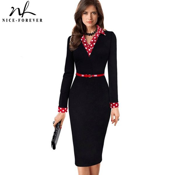 nice-forever women vintage turn-down collar wear to work vestidos office bodycon long sleeve patchwork sheath polka dress b334, Black;gray
nice-forever women vintage turn-down collar wear to work vestidos office bodycon long sleeve patchwork sheath polka dress b334, Black;gray