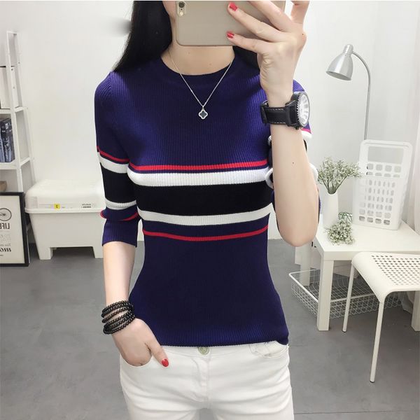 sweaters woman designer sweater spring women three quarter sweater striped pullovers sweaters female autumn elasticity bottoming sweater, White;black
sweaters woman designer sweater spring women three quarter sweater striped pullovers sweaters female autumn elasticity bottoming sweater, White;black