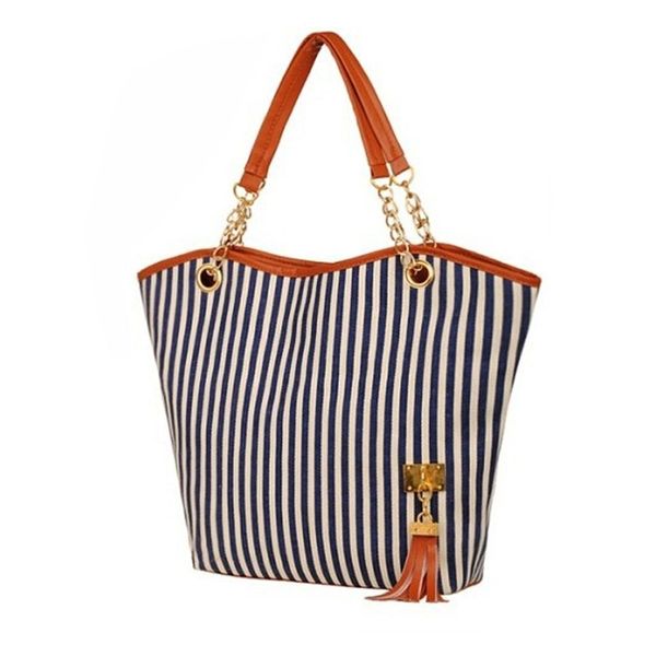 stripe canvas shopping bag women fashion tassel chain handbag female casual shoulder bag tote bolsa feminina #t20
stripe canvas shopping bag women fashion tassel chain handbag female casual shoulder bag tote bolsa feminina #t20