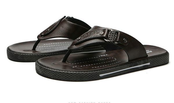 new arrival leather men beach slippers fashion flip flops with soft sole trendy breathable men beach summer shoes, Black
new arrival leather men beach slippers fashion flip flops with soft sole trendy breathable men beach summer shoes, Black