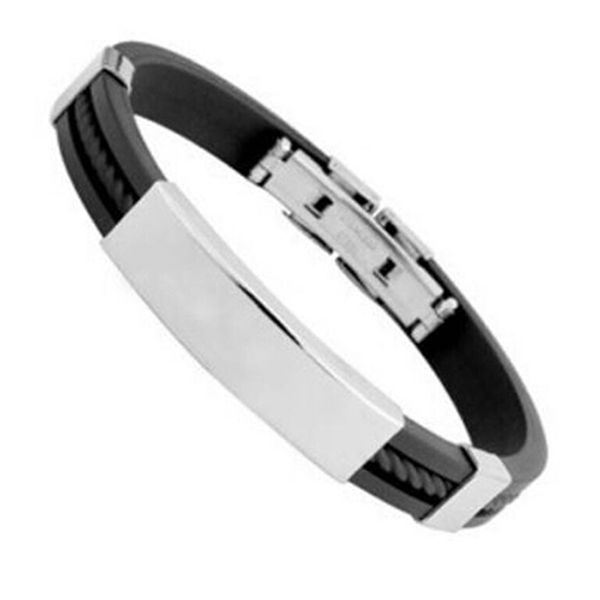fashion men women bangle bracelet cool stainless steel rubber wristband bangle clasp cuff couple bracelet jewelry gift, White
fashion men women bangle bracelet cool stainless steel rubber wristband bangle clasp cuff couple bracelet jewelry gift, White