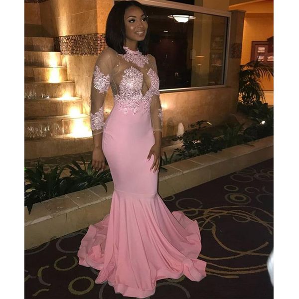 pink mermaid prom dresses 2020 see through long sleeves sweep train evening gowns lace appliques pageant dress, Black;red
pink mermaid prom dresses 2020 see through long sleeves sweep train evening gowns lace appliques pageant dress, Black;red