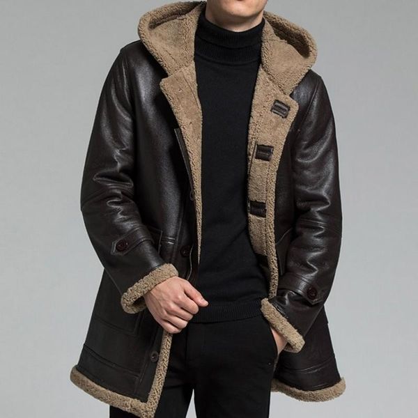 winter shearling men pilot jacket brand warm real fur hooded outerwear single breasted vintage business genuine leather coat, Black
winter shearling men pilot jacket brand warm real fur hooded outerwear single breasted vintage business genuine leather coat, Black