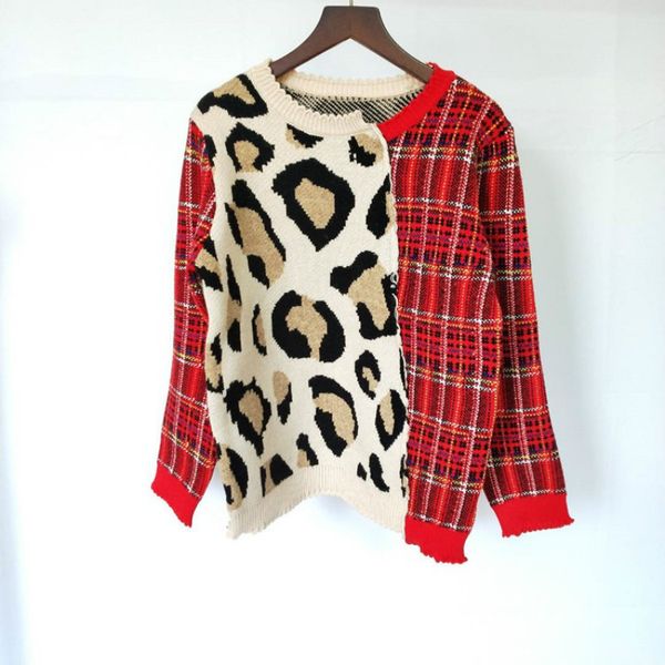 2019 new autumn stitching leopard long sleeve leopard wool blended knit shirt luxury sweater women designer sweaters pullover size s-l, White;black
2019 new autumn stitching leopard long sleeve leopard wool blended knit shirt luxury sweater women designer sweaters pullover size s-l, White;black