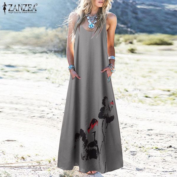 zanzea women straps maxi long sundress fashion summer beach dress casual floral printed bohemian vestido loose party dresses, Black;gray
zanzea women straps maxi long sundress fashion summer beach dress casual floral printed bohemian vestido loose party dresses, Black;gray