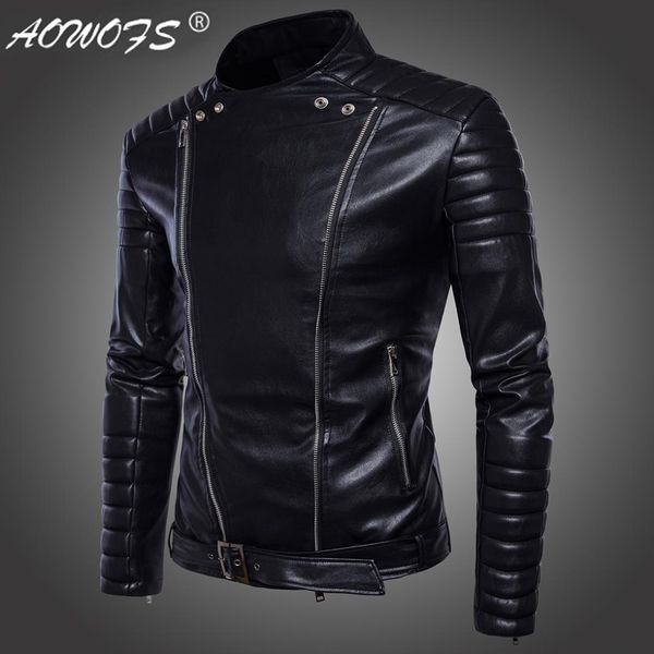 

2019 [code] european men's wear locomotive leather coat fashion carrie motorcycle leather jacket men's coat b012, Black