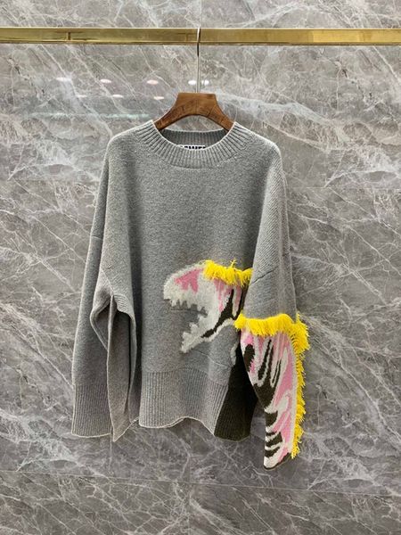 2019 early autumn new style women's wear round collar pattern weaving and matching decoration long sleeve wool loose guard 1009, White;black
2019 early autumn new style women's wear round collar pattern weaving and matching decoration long sleeve wool loose guard 1009, White;black