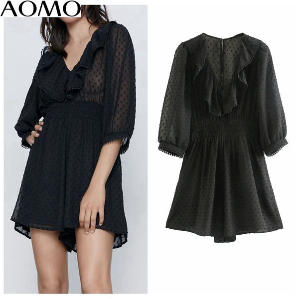 aomo 2020 summer fashion women dots black mesh playsuit short sleeve vintage female ruffles beach jumpsuit je64a, Black;white
aomo 2020 summer fashion women dots black mesh playsuit short sleeve vintage female ruffles beach jumpsuit je64a, Black;white