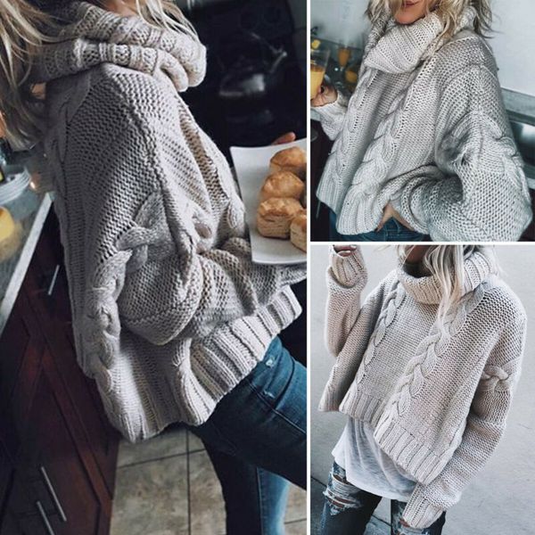 women loose knitted pullover jumper sweater turtleneck long sleeve knitwear top, White;black
women loose knitted pullover jumper sweater turtleneck long sleeve knitwear top, White;black