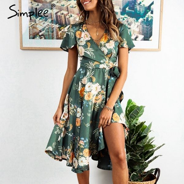 simplee elegant floral print satin women dress wrap v neck high waist summer dresses bow tie green casual female vestidos, Black;pink
simplee elegant floral print satin women dress wrap v neck high waist summer dresses bow tie green casual female vestidos, Black;pink