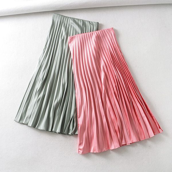 skirts women chic satin pleated midi skirt solid color high elastic waist female side zipper sweet faldas mujer moda 2021, Black
skirts women chic satin pleated midi skirt solid color high elastic waist female side zipper sweet faldas mujer moda 2021, Black