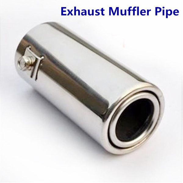 

universal 51mm inlet diameter stainless steel car rear round exhaust muffler pipe tip modified tail throat a1 car accessories