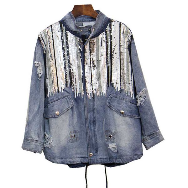 lyfzous sequins denim jacket women bomber jacket fashion long sleeves holes basic coats vintage hippop jeans jackets feminino, Black;brown
lyfzous sequins denim jacket women bomber jacket fashion long sleeves holes basic coats vintage hippop jeans jackets feminino, Black;brown