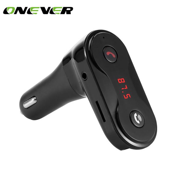 

onever bluetooth car kit fm transmitter modulator mp3 player usb car charger support tf card u disk play aux in dc 12/24v fm