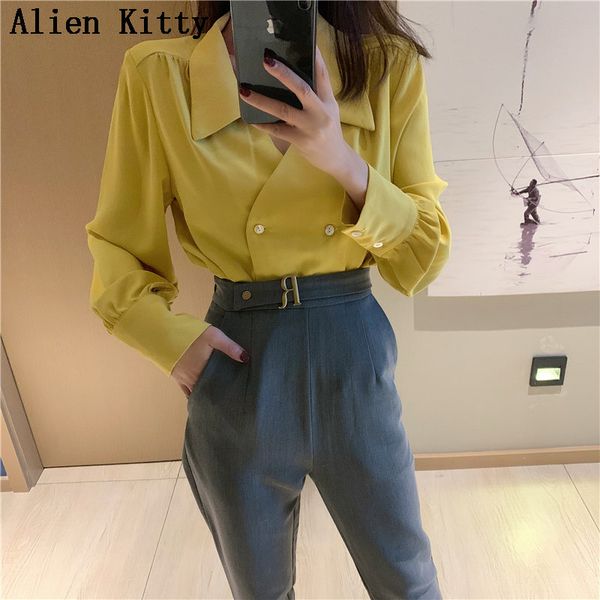 alien kitty elegant simple fresh casual solid loose spring double breasted female sweet long sleeves chiffon shirt 2 colors, White
alien kitty elegant simple fresh casual solid loose spring double breasted female sweet long sleeves chiffon shirt 2 colors, White