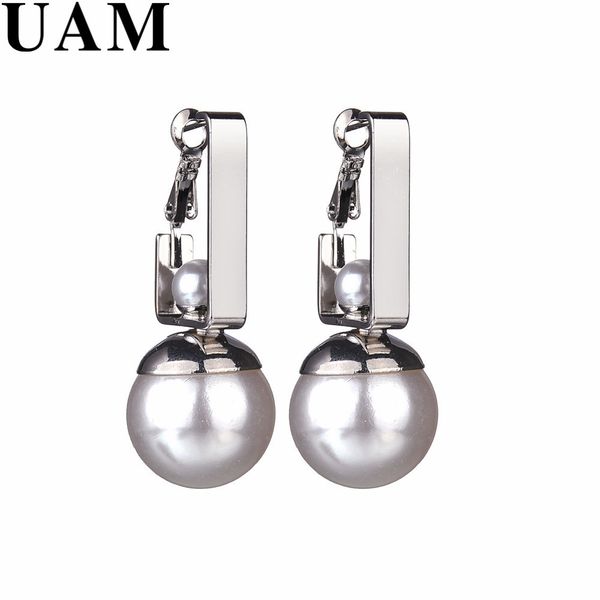 uam fashion jewelry simulated pearl dangle earrings for women gifts classical geometric shape big drop earring boucle d'oreille, Silver 
uam fashion jewelry simulated pearl dangle earrings for women gifts classical geometric shape big drop earring boucle d'oreille, Silver