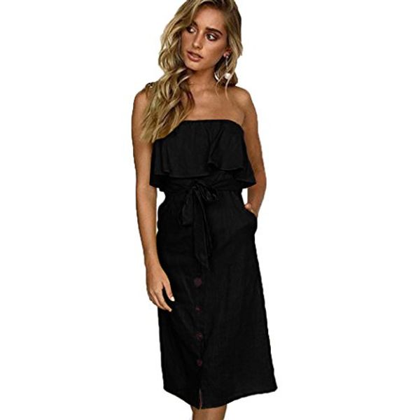 alaix women's fashion off shoulder hem ruffle button front a line casual dress with belt, Black;gray
alaix women's fashion off shoulder hem ruffle button front a line casual dress with belt, Black;gray