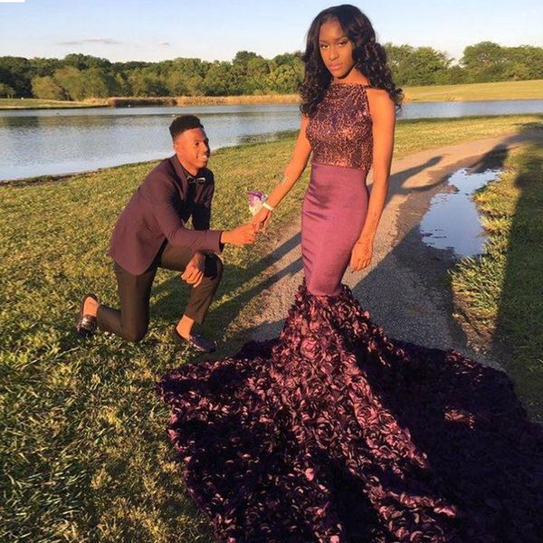 burgundy south african vintage prom dresses jewel neck sequined mermaid handmade rose flower long sweep train party evening gowns, Black
burgundy south african vintage prom dresses jewel neck sequined mermaid handmade rose flower long sweep train party evening gowns, Black
