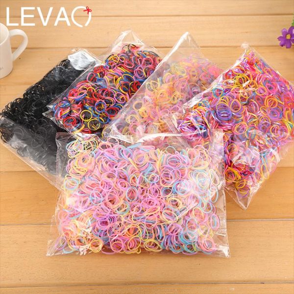 levao 1000pcs/pack disposable gum for hair child rubber band ponytail holder elastic hair bands girls scrunchie accessories, Slivery;white