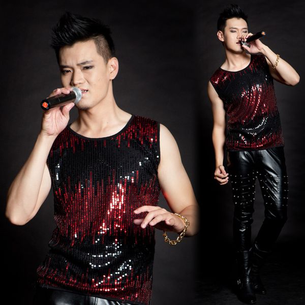 2018 new jazz dance harem for men rock bar dj dancers stage original singer hip hop t-shirt sequin hairstylist vest bd119, Black;red
2018 new jazz dance harem for men rock bar dj dancers stage original singer hip hop t-shirt sequin hairstylist vest bd119, Black;red