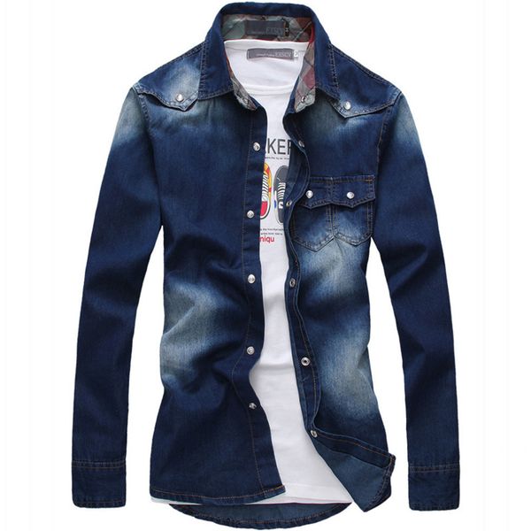 autumn shirt mens denim lattice design slim male shirts men casual turn-down collar denim shirts long sleeve shirt streetwear, White;black
autumn shirt mens denim lattice design slim male shirts men casual turn-down collar denim shirts long sleeve shirt streetwear, White;black