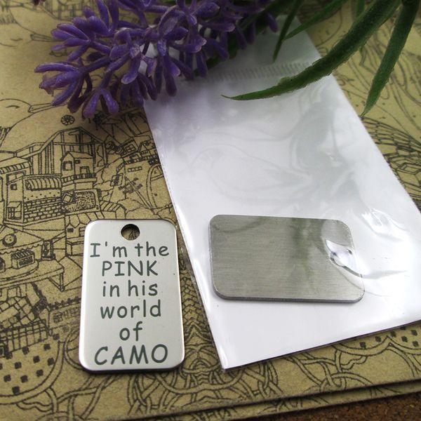 40pcs--"i'm the pink in his world of camo"stainless steel charms more style for choosing diy charms pendants for necklace, Bronze;silver
40pcs--"i'm the pink in his world of camo"stainless steel charms more style for choosing diy charms pendants for necklace, Bronze;silver