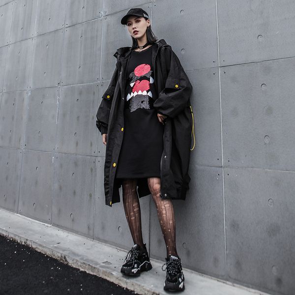 hiphop street large size trench women female windbreaker hooded girl clothes long trench plus size buttons duster coat sa035s30, Tan;black
hiphop street large size trench women female windbreaker hooded girl clothes long trench plus size buttons duster coat sa035s30, Tan;black