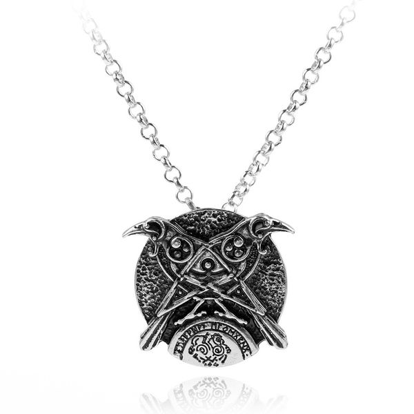 vintage pendant necklace zinc alloy odin crow mounts round pendant viking cosplay jewelry men uk&us fashion choker accessories, Silver
vintage pendant necklace zinc alloy odin crow mounts round pendant viking cosplay jewelry men uk&us fashion choker accessories, Silver