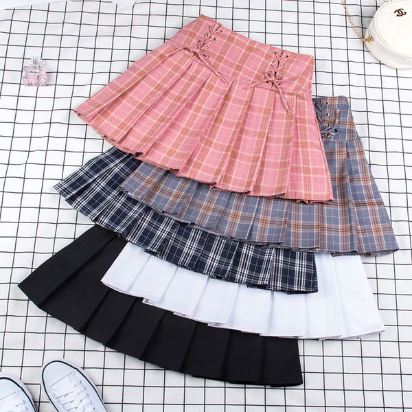 s- high waist women a-line skirt cute bow lace-up student plaid skirt sweet summer pleated safety pants mini, Black
s- high waist women a-line skirt cute bow lace-up student plaid skirt sweet summer pleated safety pants mini, Black