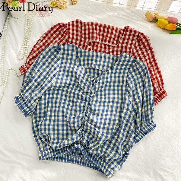 women's blouses & shirts pearl diary women gingham v neck crop summer check ruched front elasticated balloon sleeve and waist vintage b, White
women's blouses & shirts pearl diary women gingham v neck crop summer check ruched front elasticated balloon sleeve and waist vintage b, White