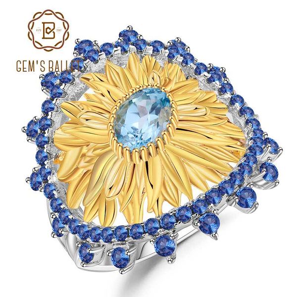 gem's ballet 1.00ct natural swiss blue z sunflower rings 925 sterling silver handmade ring for women bijoux fine jewelry, Golden;silver
gem's ballet 1.00ct natural swiss blue z sunflower rings 925 sterling silver handmade ring for women bijoux fine jewelry, Golden;silver