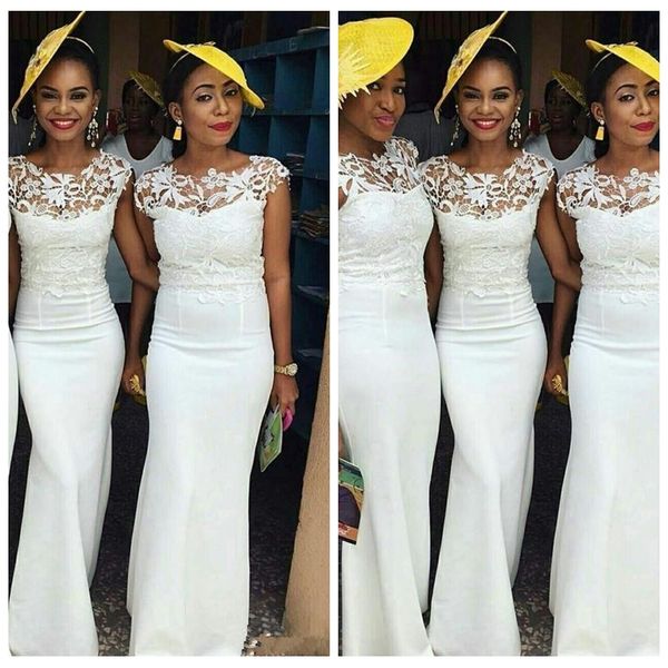 lace cap short sleeves mermaid bridesmaids dresses slim 2021 slim sweep train long honor of maid african style vestidos de bridesmaid, White;pink
lace cap short sleeves mermaid bridesmaids dresses slim 2021 slim sweep train long honor of maid african style vestidos de bridesmaid, White;pink