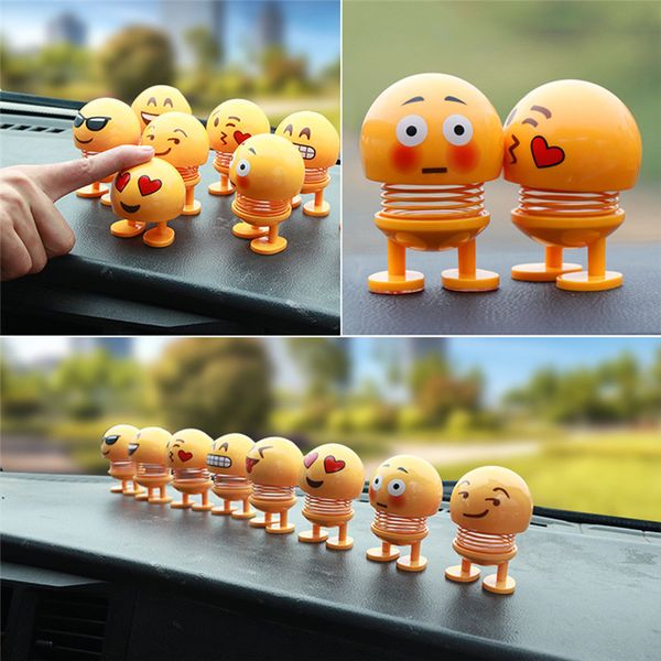 

car ornaments funny spring toy interior accessories emoji shaker auto decors shaking head doll car decoration toy