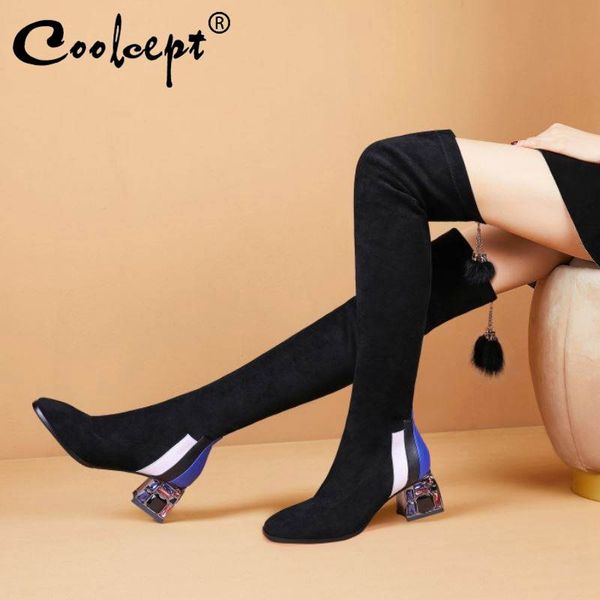 coolcept women real leather stretch boots office ladies over the knee boots square heels fashion winter shoes women size 33-43, Black
coolcept women real leather stretch boots office ladies over the knee boots square heels fashion winter shoes women size 33-43, Black