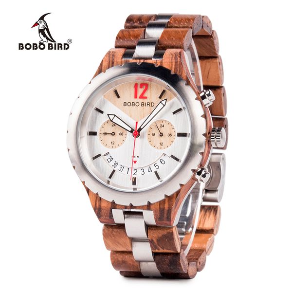 bobo bird watch men luxury metal wood watches stainless steel with date display multiple color timepiece relogio masculino, Slivery;brown
bobo bird watch men luxury metal wood watches stainless steel with date display multiple color timepiece relogio masculino, Slivery;brown