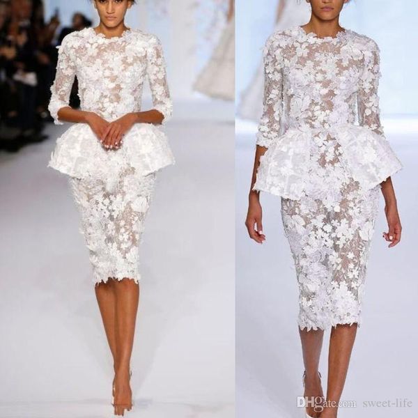 2020 little wedding dresses half sleeves knee length short lace floral haute couture sheath formal bride gowns, White
2020 little wedding dresses half sleeves knee length short lace floral haute couture sheath formal bride gowns, White
