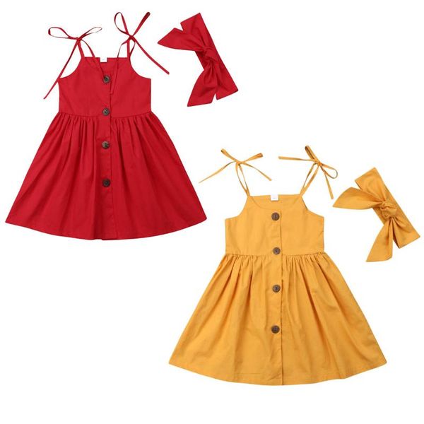 1-6t fashion baby girl summer dress party sleveless button sundress toddler kids girls sling dresses with headband, Red;yellow
1-6t fashion baby girl summer dress party sleveless button sundress toddler kids girls sling dresses with headband, Red;yellow