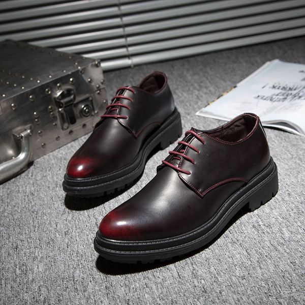 2018 new men casual shoes fashion leather shoes men lace up thick bottom dress business, Black
2018 new men casual shoes fashion leather shoes men lace up thick bottom dress business, Black