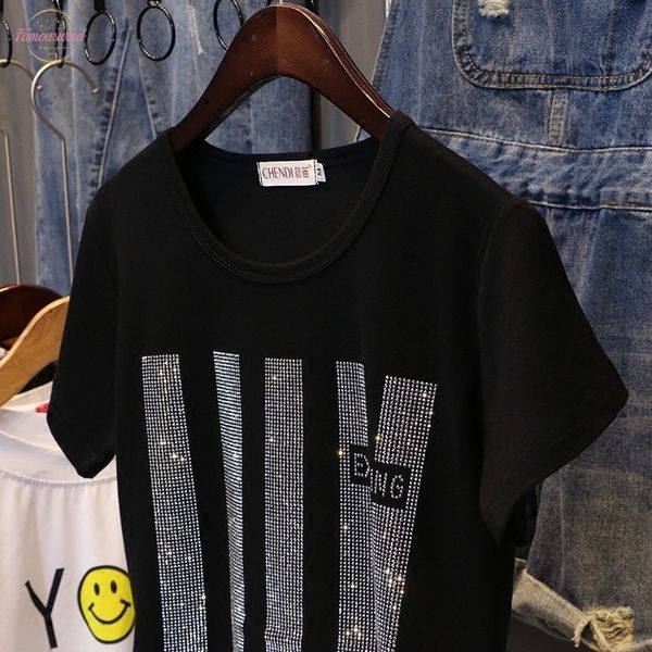 short sleeve t shirt women summer clothes new 2020 fashion drilling loose cotton bottoming shirt tx065, White
short sleeve t shirt women summer clothes new 2020 fashion drilling loose cotton bottoming shirt tx065, White