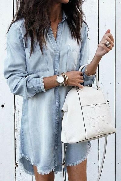 european and american foreign trade women's independent station popular fashion multi-color hem cuff tassel denim shirt, White
european and american foreign trade women's independent station popular fashion multi-color hem cuff tassel denim shirt, White