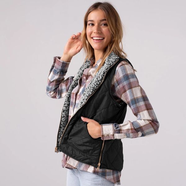 2019 autumn winter women o-neck double-sided wear vest warm waistcoat female sleeveless coat plus size, Black;white
2019 autumn winter women o-neck double-sided wear vest warm waistcoat female sleeveless coat plus size, Black;white