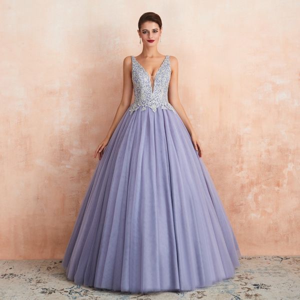 new arrival light purple v neck evening formal dresses backless appliques lace beaded a line tulle prom dress, Black;red
new arrival light purple v neck evening formal dresses backless appliques lace beaded a line tulle prom dress, Black;red