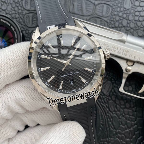 Image of New 41mm AQUA TERRA 150m220.12.41.21.01.001 Black Texture Dial Asian Automatic Mens Watch Steel Case Rubber Strap Watches Timezonewatch