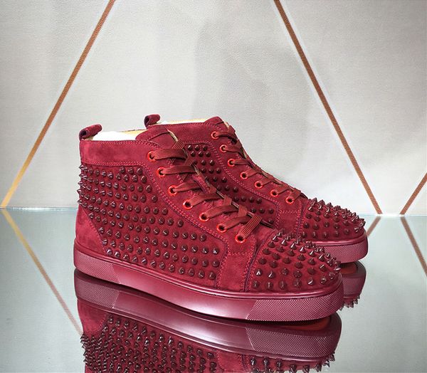 paris fashion luxury wine red spikes high sneakers shoes women,men red bottom rivets party dress casual walking outdoor lace-up trainers, Black
paris fashion luxury wine red spikes high sneakers shoes women,men red bottom rivets party dress casual walking outdoor lace-up trainers, Black