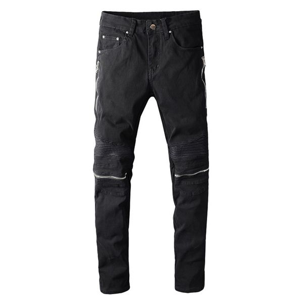 men's black knee zippers pleated pu leather patch biker jeans fashion streetwear slim skinny stretch denim pants, Blue
men's black knee zippers pleated pu leather patch biker jeans fashion streetwear slim skinny stretch denim pants, Blue