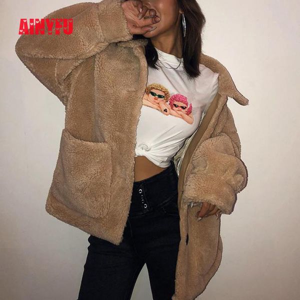 women's wool & blends solid long sleeve button women jacket turndown collar loose plus thick coat femme streetwear pocket autumn winter, Black
women's wool & blends solid long sleeve button women jacket turndown collar loose plus thick coat femme streetwear pocket autumn winter, Black