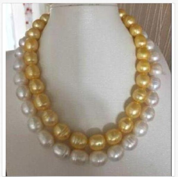 classic 2 rom 10-12mm south sea baroque white yellow pearl necklace 17-18 inch, Silver
classic 2 rom 10-12mm south sea baroque white yellow pearl necklace 17-18 inch, Silver